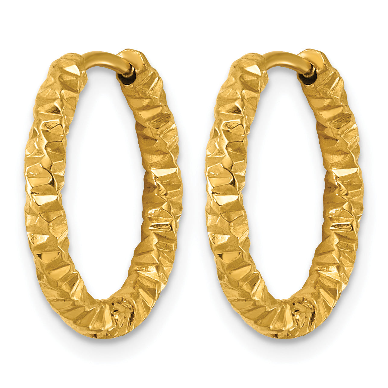 Gold-Tone Textured Stainless Steel Hoop Earrings 18.85mm Secondary image