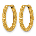 Stainless Steel Gold-Tone Textured Hinged Huggie Hoop Earrings for Women
