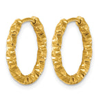 Stainless Steel Gold-Tone Textured Hinged Huggie Hoop Earrings for Women