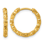 Stainless Steel Gold-Tone Textured Hinged Huggie Hoop Earrings for Women