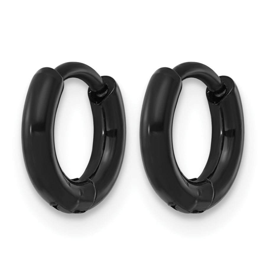 Stainless Steel Black Huggie Hoop Earrings for Women