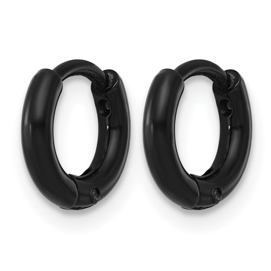 Stainless Steel Black Huggie Hoop Earrings for Women