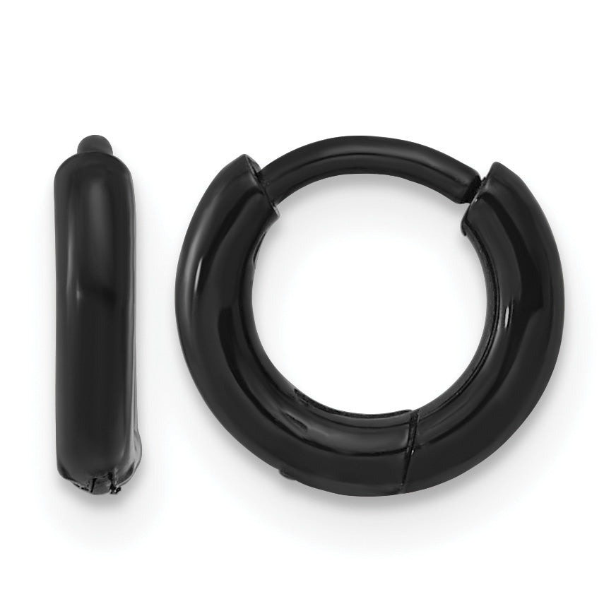 Polished Black Stainless Steel Hoop Earrings 10.15mm Main image