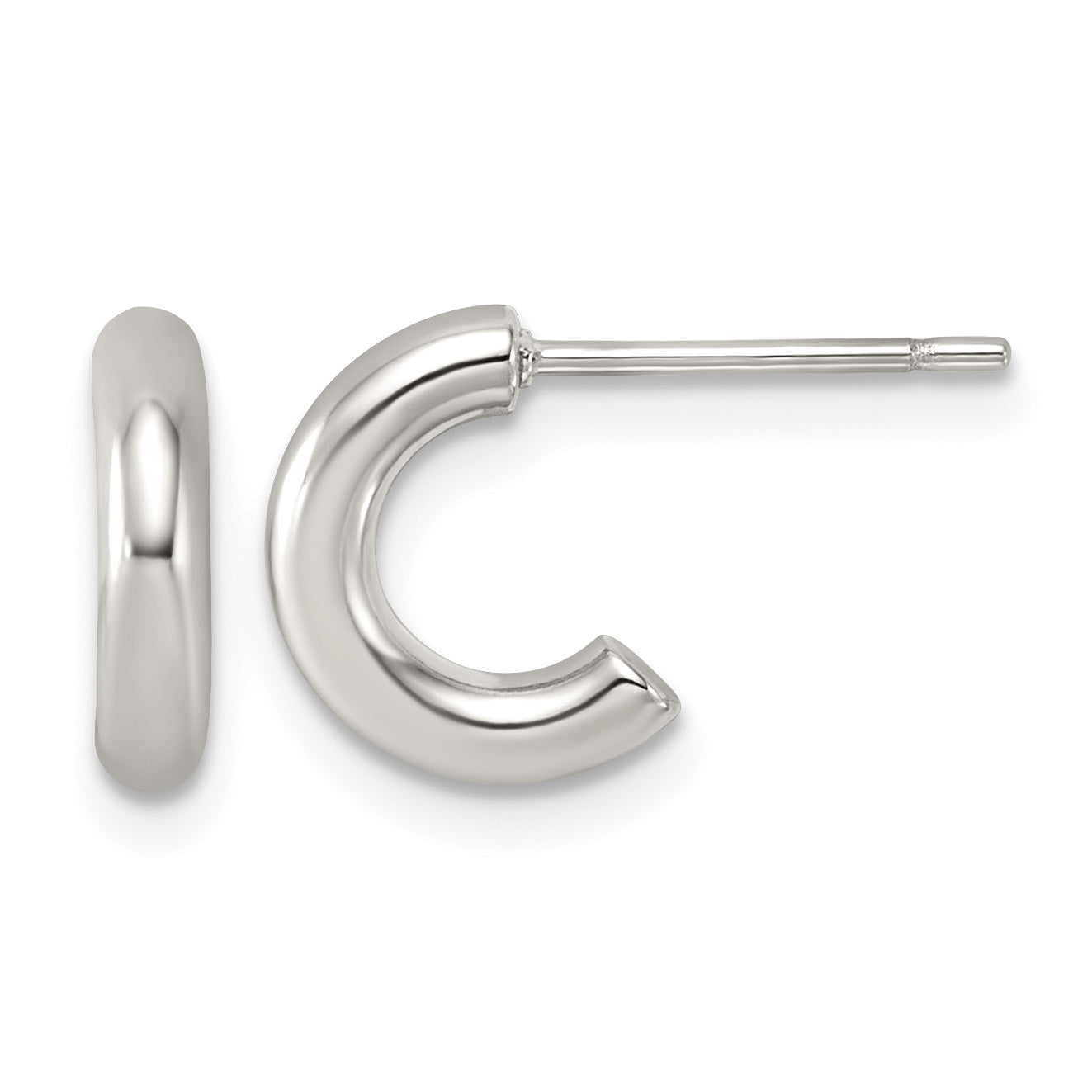 Polished Stainless Steel Hoop Earrings 9.5mm
