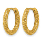 Stainless Steel Gold-Tone Diamond-cut Hinged Huggie Hoop Earrings for Women