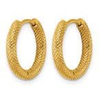 Stainless Steel Gold-Tone Diamond-cut Hinged Huggie Hoop Earrings for Women