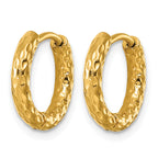 Stainless Steel Gold-Tone Diamond-cut Hinged Huggie Hoop Earrings for Women