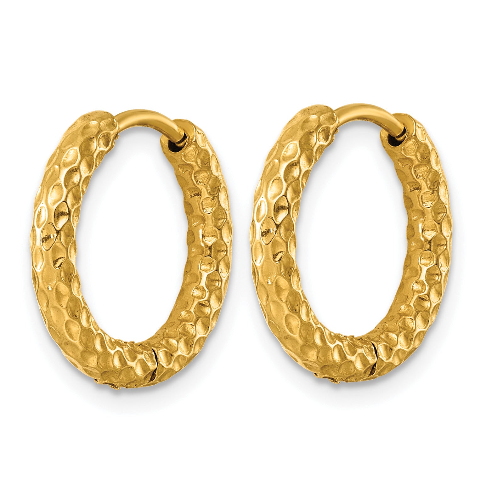 Gold-Tone Polished Textured Stainless Steel Hoop Earrings 17.6mm Secondary image
