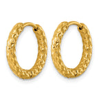 Stainless Steel Gold-Tone Textured Hinged Huggie Hoop Earrings for Women