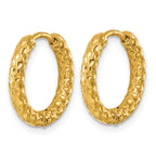 Stainless Steel Gold-Tone Textured Hinged Huggie Hoop Earrings for Women