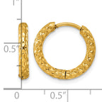Stainless Steel Gold-Tone Textured Hinged Huggie Hoop Earrings for Women