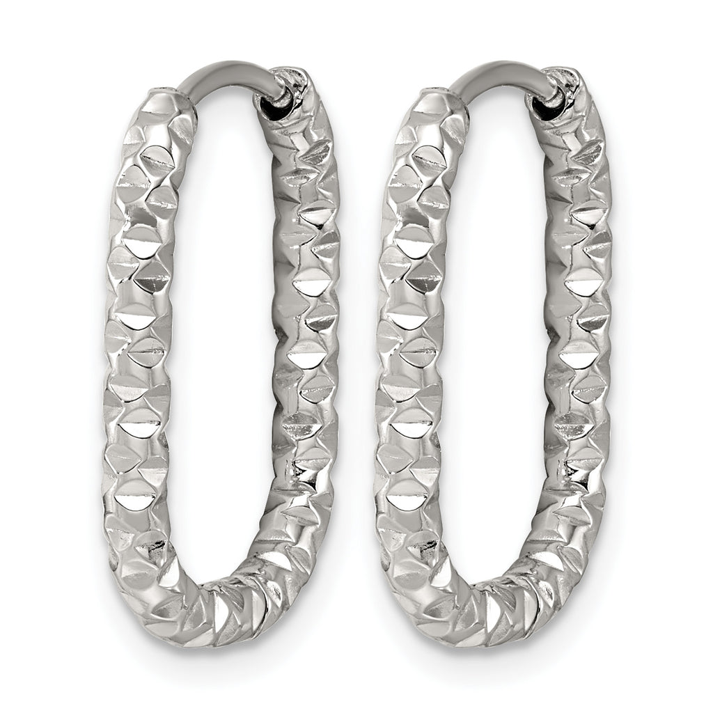 Stainless Steel Textured Hinged Huggie Hoop Earrings for Women