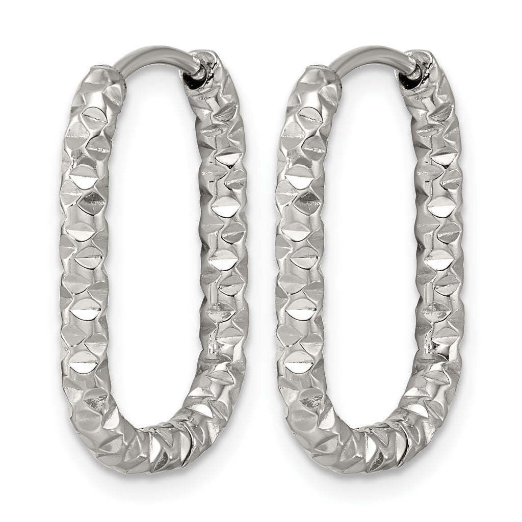 Stainless Steel Textured Hinged Huggie Hoop Earrings for Women