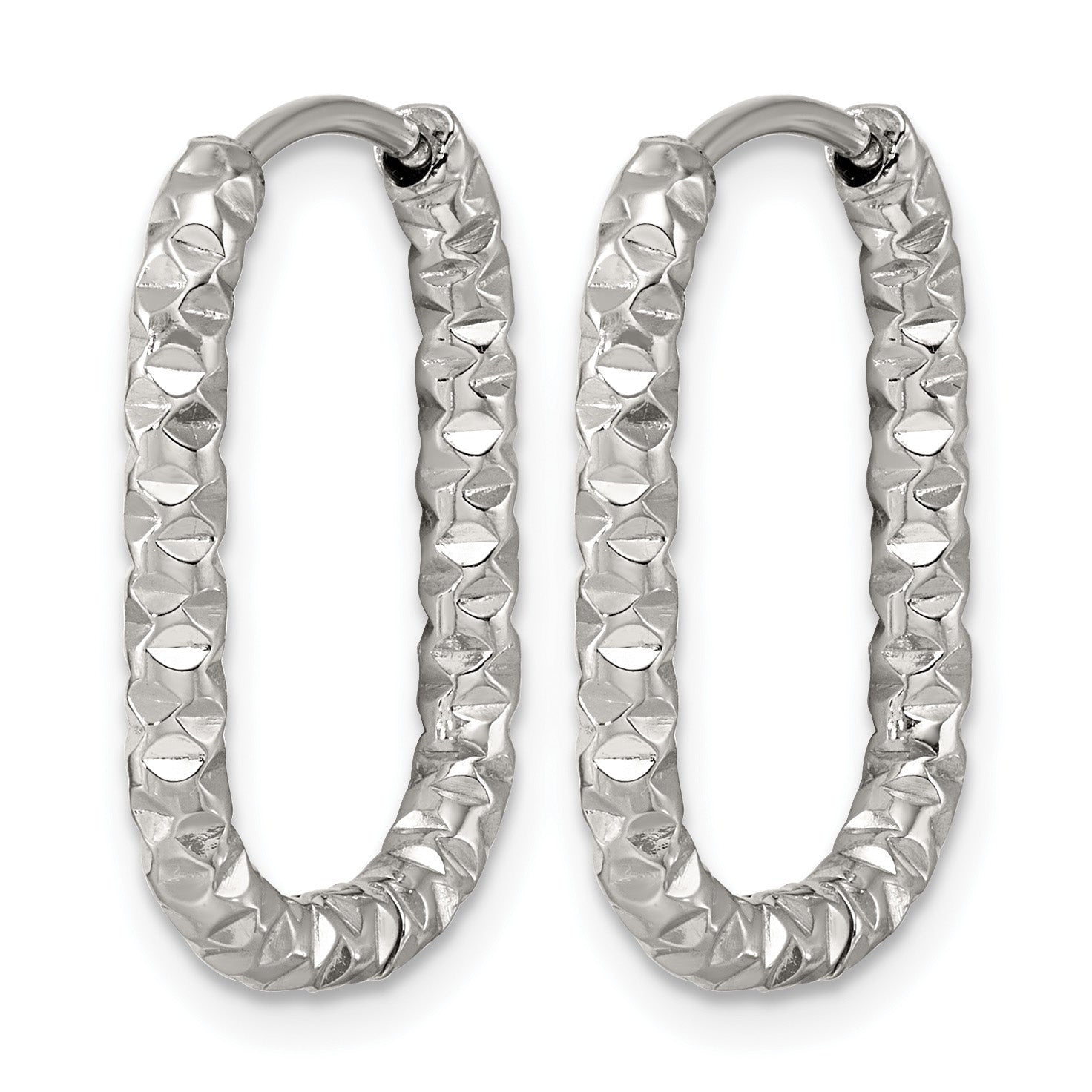 Stainless Steel Textured Hinged Huggie Hoop Earrings for Women