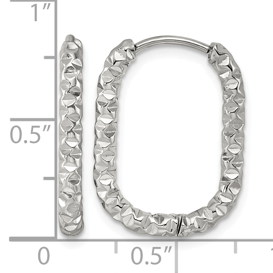 Stainless Steel Textured Hinged Huggie Hoop Earrings for Women