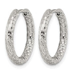 Stainless Steel Round Textured Hinged Huggie Hoop Earrings for Women
