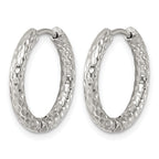Stainless Steel Round Textured Hinged Huggie Hoop Earrings for Women