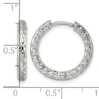Stainless Steel Round Textured Hinged Huggie Hoop Earrings for Women