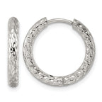Stainless Steel Round Textured Hinged Huggie Hoop Earrings for Women