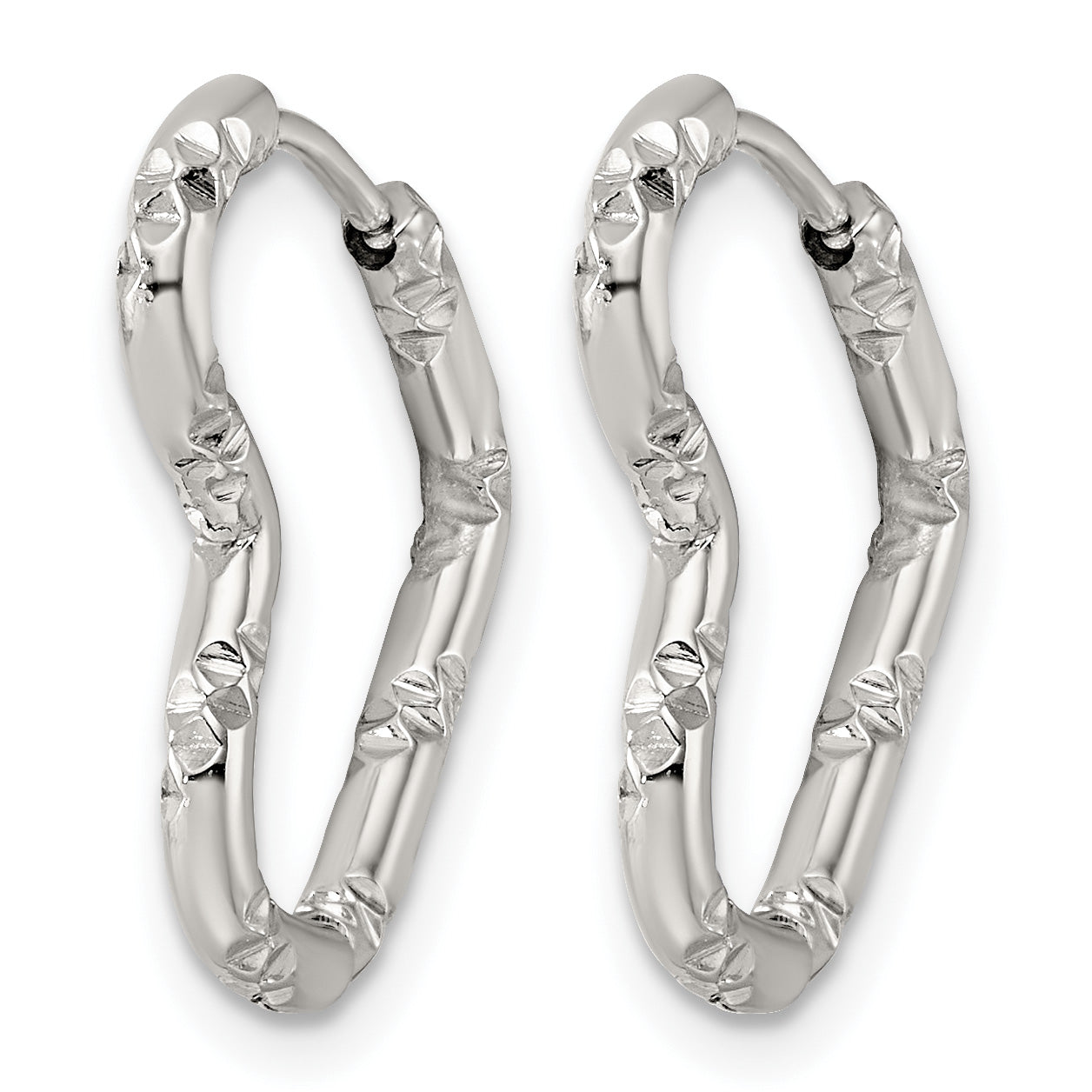 Polished Heart Stainless Steel Hoop Earrings 15.9mm Secondary image