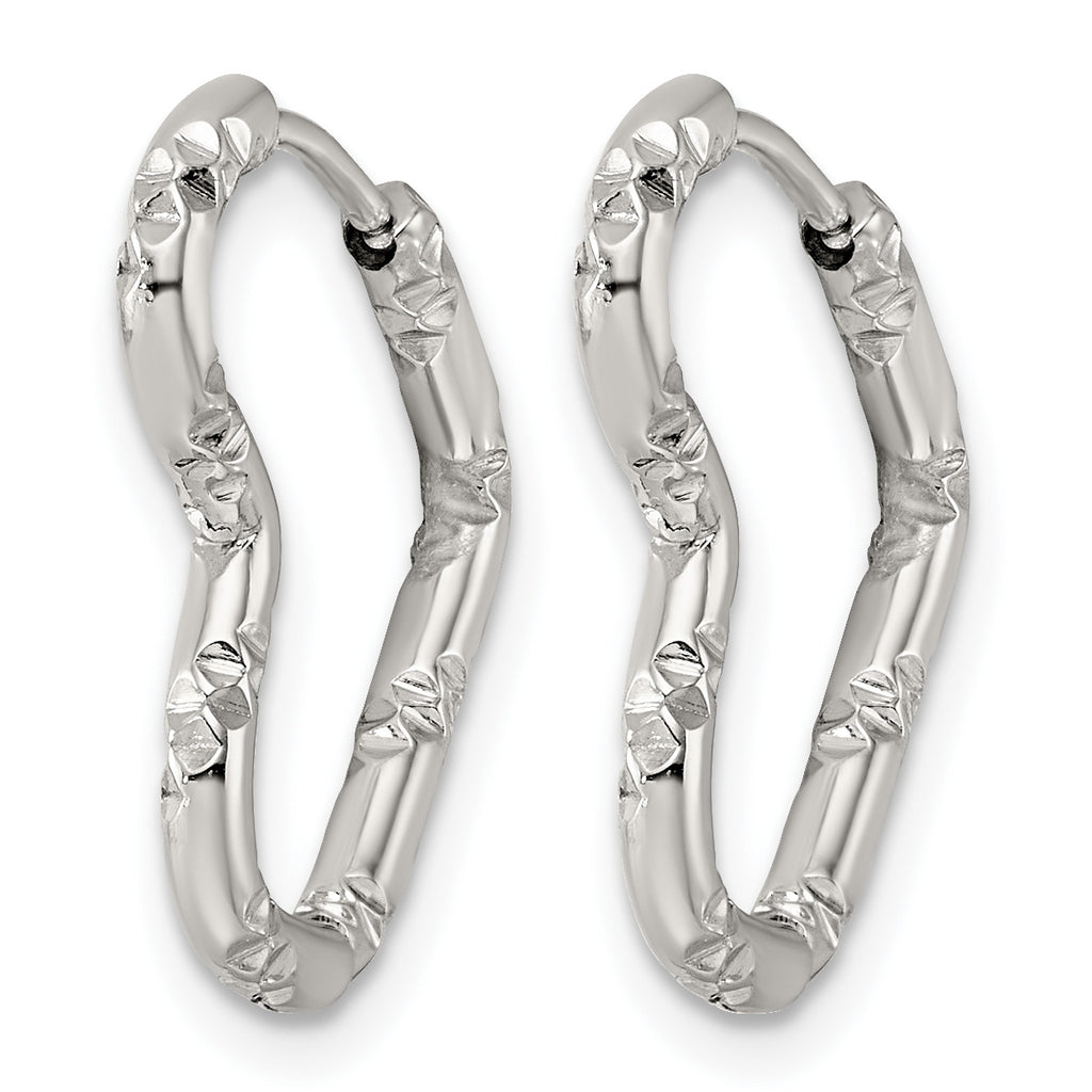 Stainless Steel Heart Hinged Huggie Hoop Earrings for Women