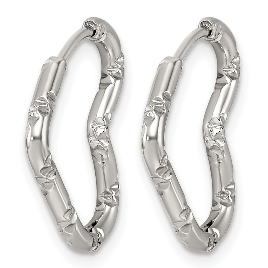 Stainless Steel Heart Hinged Huggie Hoop Earrings for Women