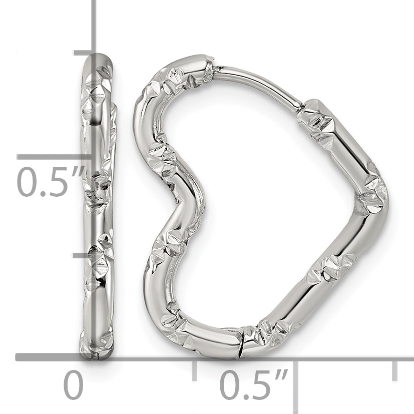 Stainless Steel Heart Hinged Huggie Hoop Earrings for Women