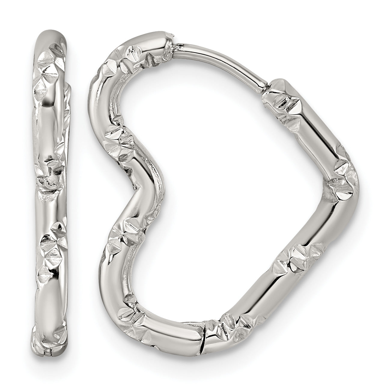 Polished Heart Stainless Steel Hoop Earrings 15.9mm Main image