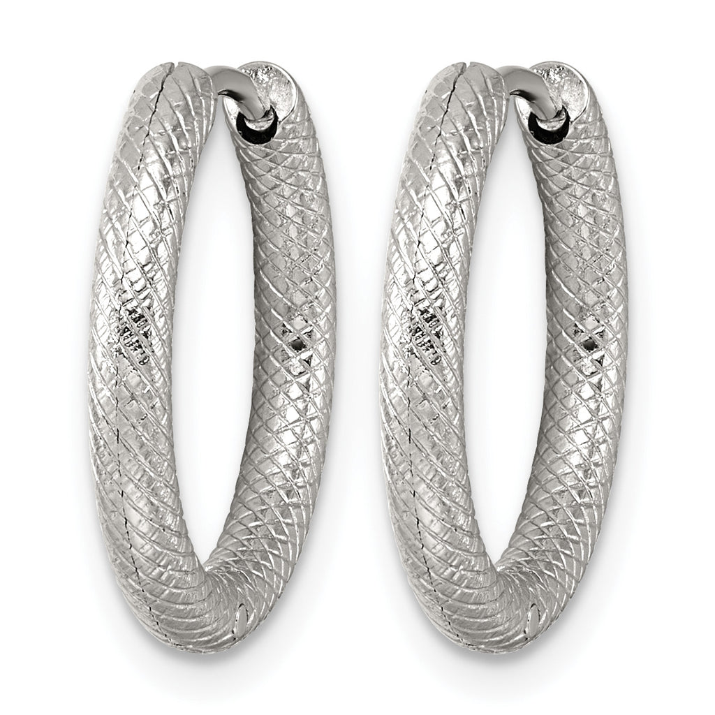 Stainless Steel Textured Hinged Huggie Hoop Earrings for Women