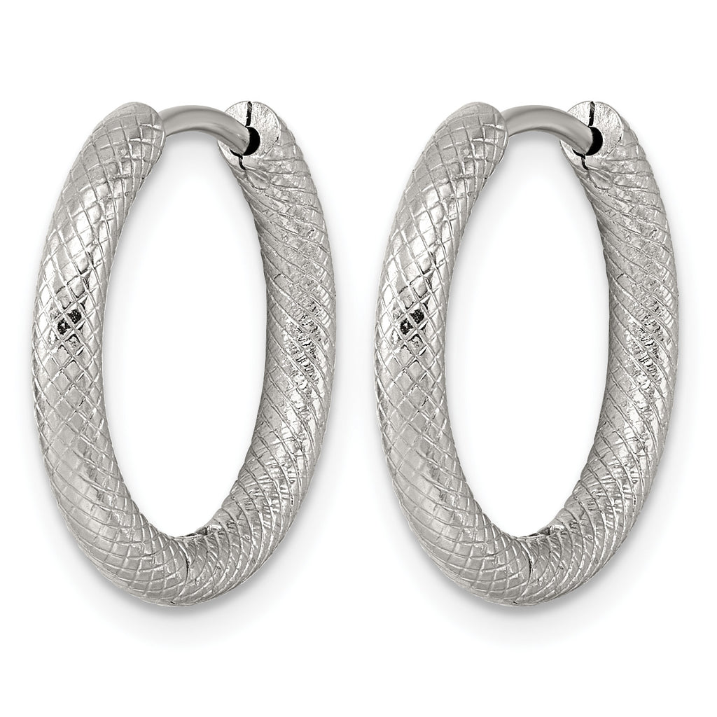 Stainless Steel Textured Hinged Huggie Hoop Earrings for Women