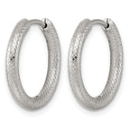 Stainless Steel Textured Hinged Huggie Hoop Earrings for Women
