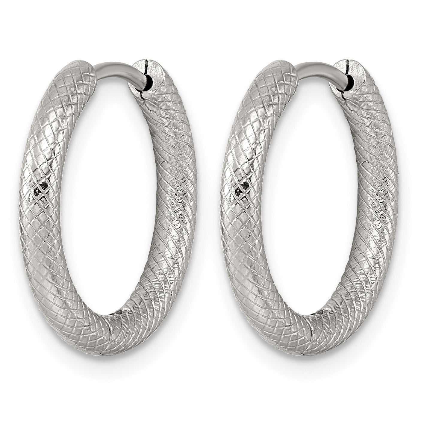 Stainless Steel Textured Hinged Huggie Hoop Earrings for Women