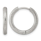 Stainless Steel Textured Hinged Huggie Hoop Earrings for Women