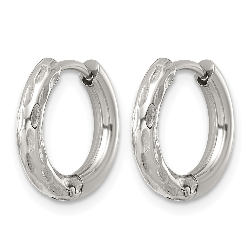 Stainless Steel Textured Hinged Huggie Hoop Earrings for Women
