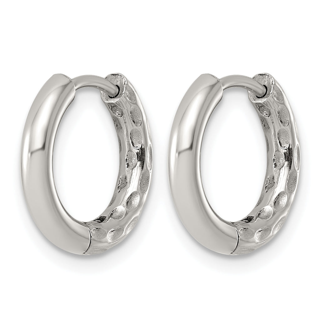 Stainless Steel Textured Hinged Huggie Hoop Earrings for Women
