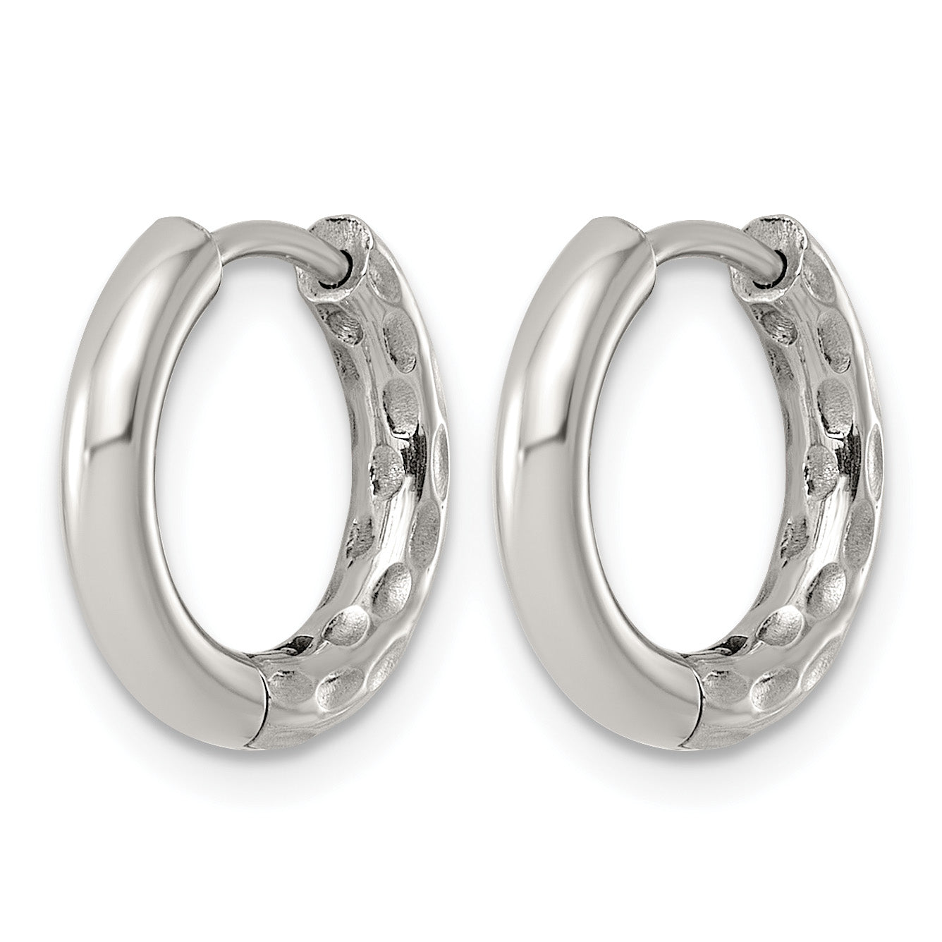 Stainless Steel Textured Hinged Huggie Hoop Earrings for Women