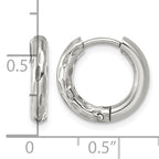 Stainless Steel Textured Hinged Huggie Hoop Earrings for Women