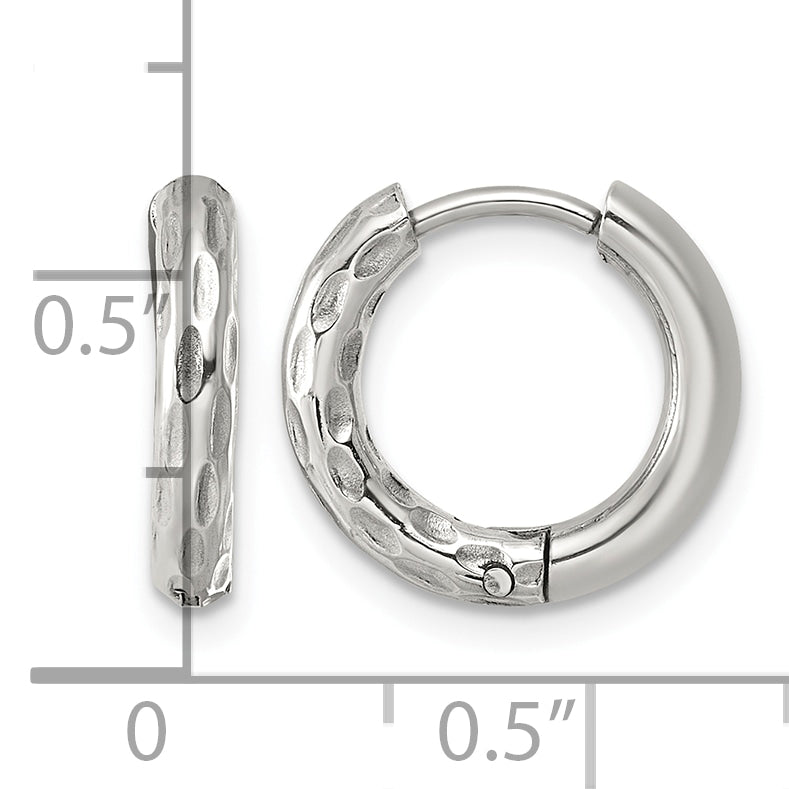 Stainless Steel Textured Hinged Huggie Hoop Earrings for Women
