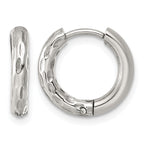 Stainless Steel Textured Hinged Huggie Hoop Earrings for Women