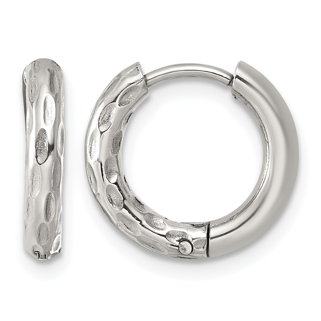 Stainless Steel Textured Hinged Huggie Hoop Earrings for Women