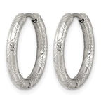 Stainless Steel Round Textured Hinged Huggie Hoop Earrings for Women