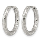 Stainless Steel Round Textured Hinged Huggie Hoop Earrings for Women