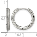 Stainless Steel Round Textured Hinged Huggie Hoop Earrings for Women
