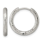 Stainless Steel Round Textured Hinged Huggie Hoop Earrings for Women
