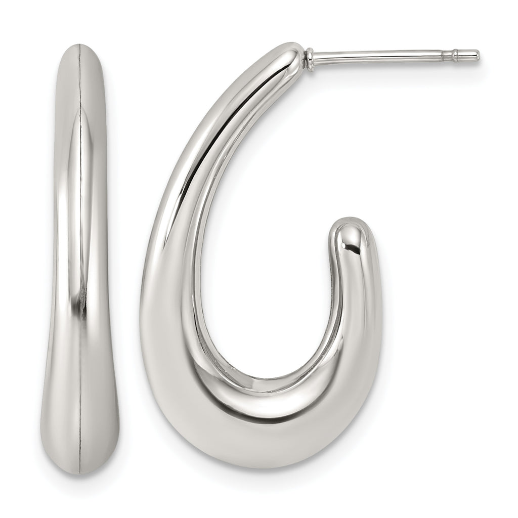 Stainless Steel J-Hoop Earrings for Women