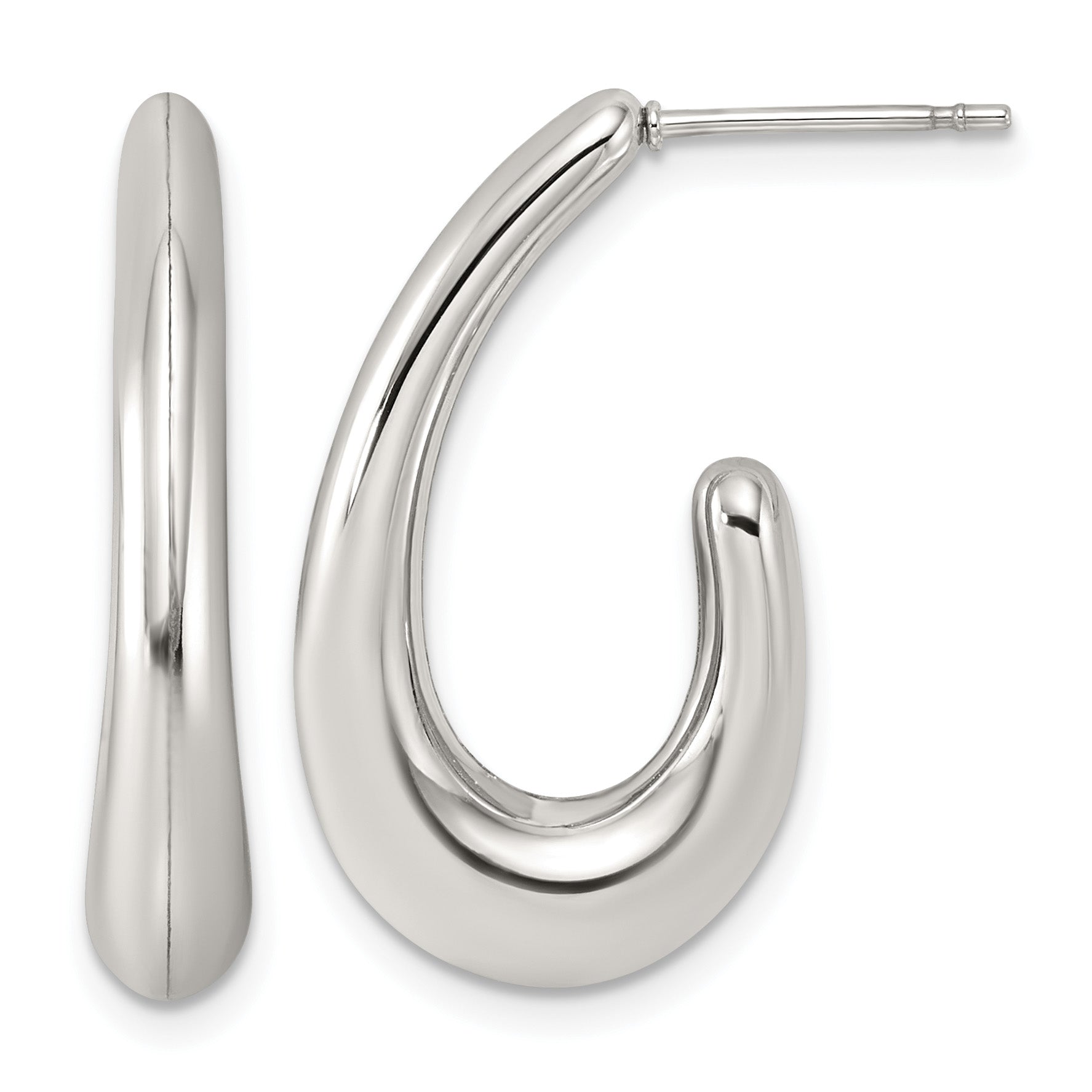 Polished Stainless Steel Hoop Earrings 15.5mm Main image