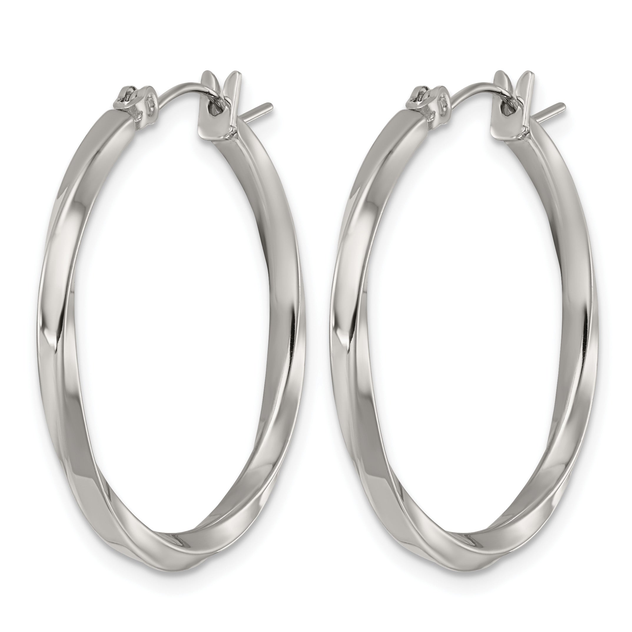 Polished Stainless Steel Hoop Earrings 30.1mm Secondary image