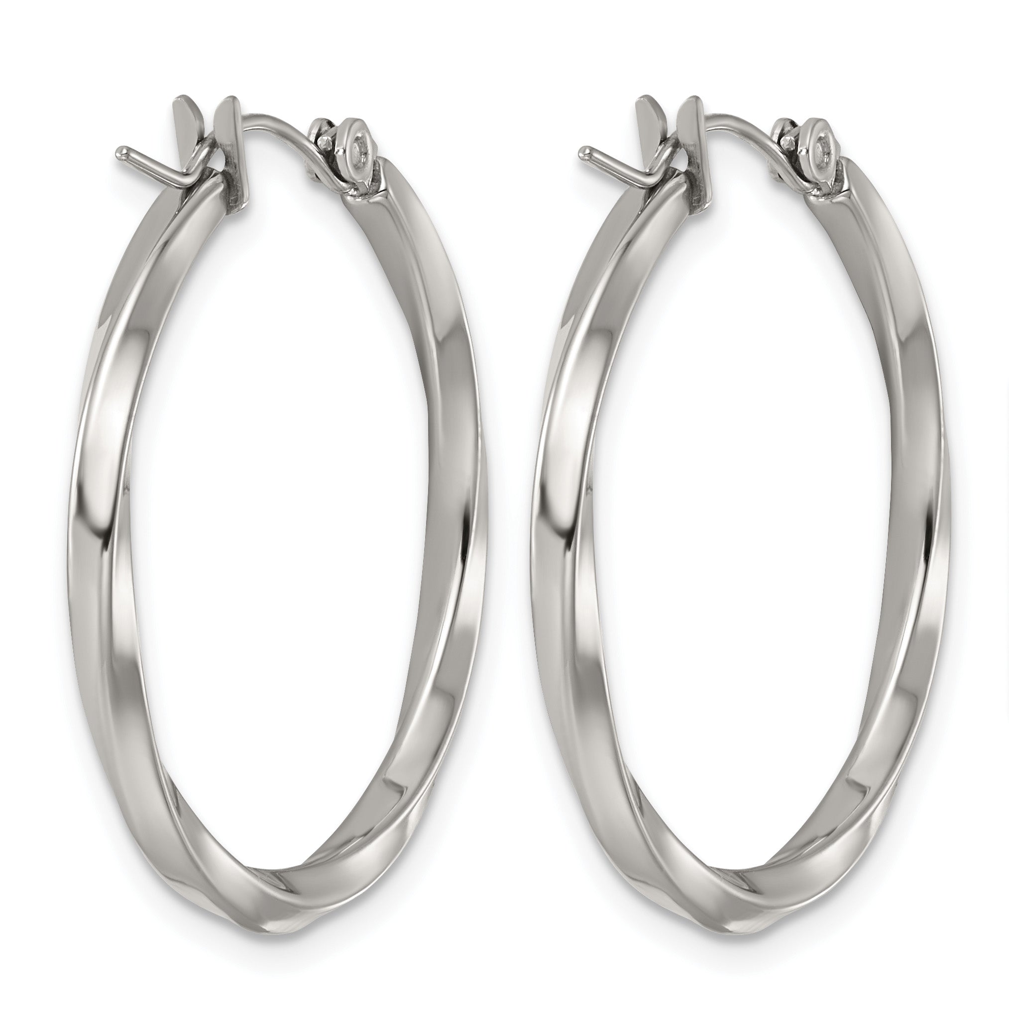 Stainless Steel Twisted Hoop Earrings for Women