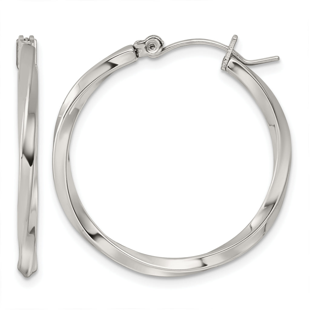 Stainless Steel Twisted Hoop Earrings for Women