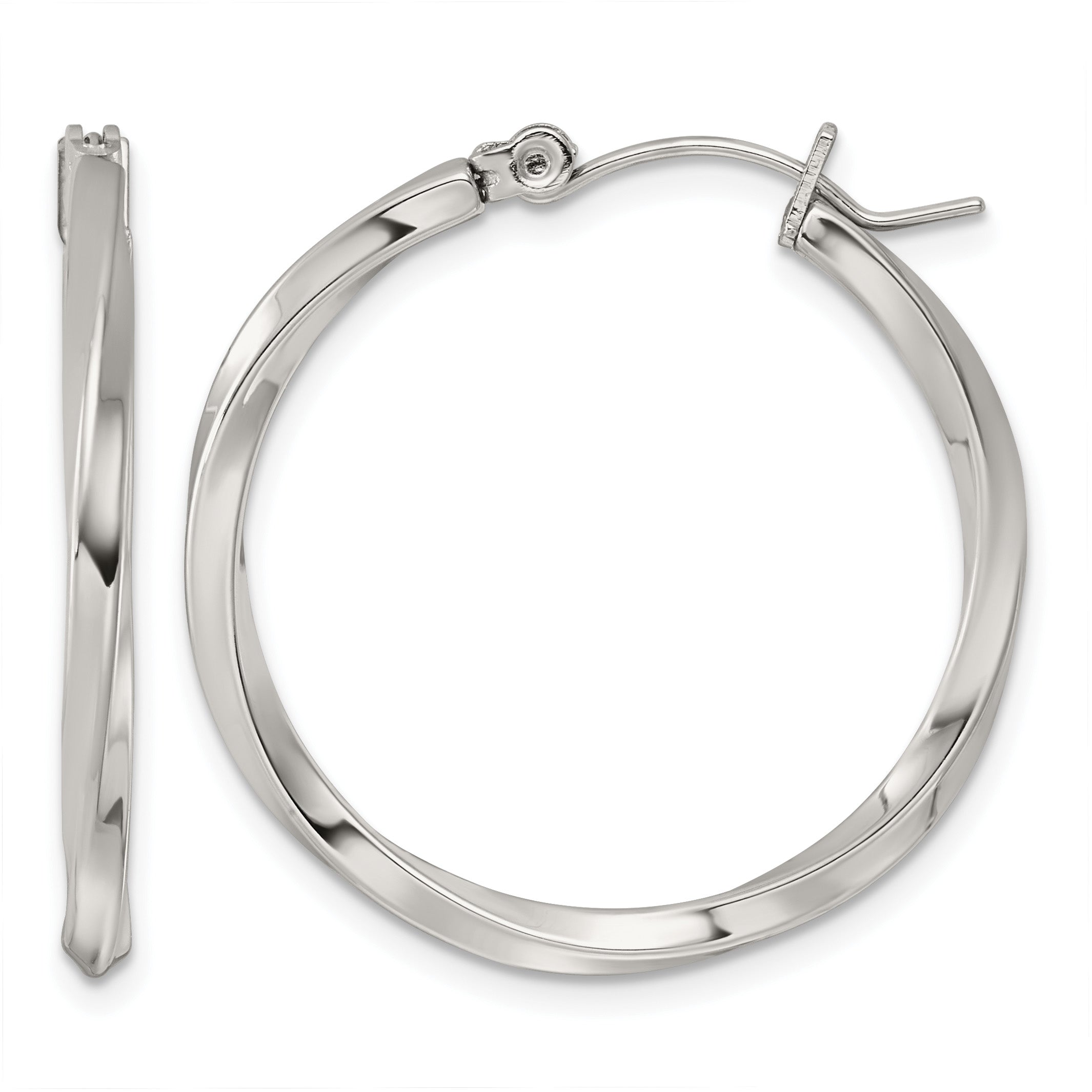 Stainless Steel Twisted Hoop Earrings for Women
